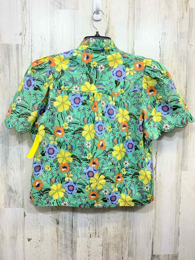 PRE-OWNED AVARA Tops Size M PASTEL GREEN/YELLOW/BLUE/ORANGE/WHT Floral Blouse/FL