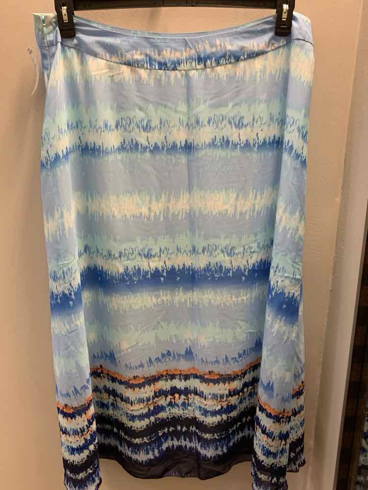 CATO PLUS SIZES Size 18W LT BLUE/NAVY/PEACH SHEER TIE DYE LONG Skirt