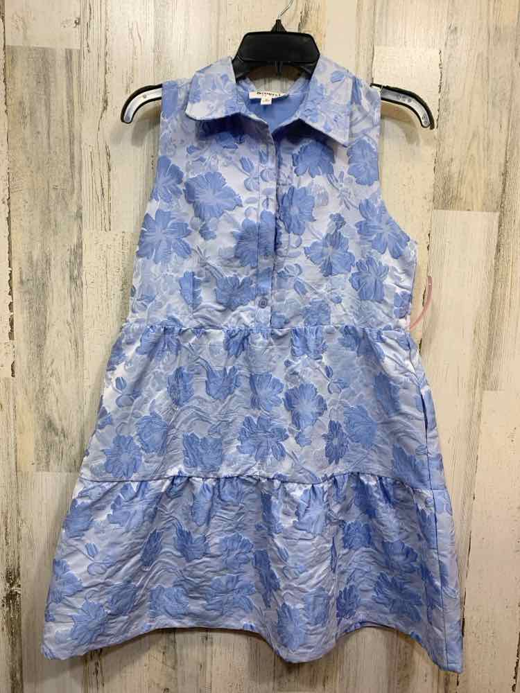 PRE-OWNED & MERCI Dresses Size S Blue Floral SLEEVELESS JACQUARD Dress