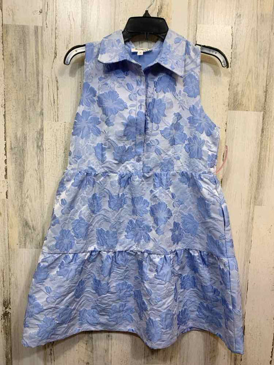 PRE-OWNED & MERCI Dresses Size S Blue Floral SLEEVELESS JACQUARD Dress