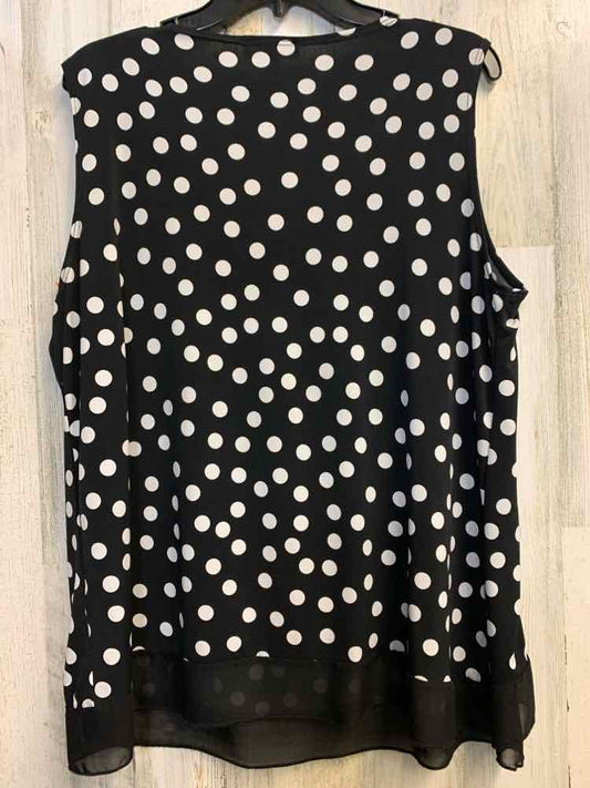 PRE-OWNED DRESSBARN Tops Size XL BLK/WHT Polka Dot SLEEVELESS TOP