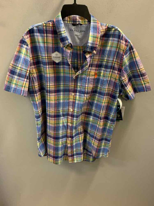 NWT U.S. POLO ASSN. Tops Size S BLU/YEL/GRN Plaid TOP