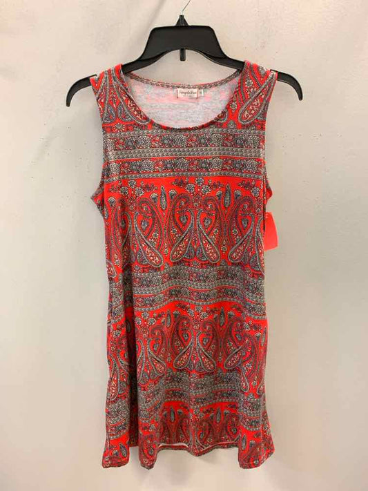 SIMPLE FUN Dresses and Skirts Size M RED/TAN Paisley SLEEVELESS Dress
