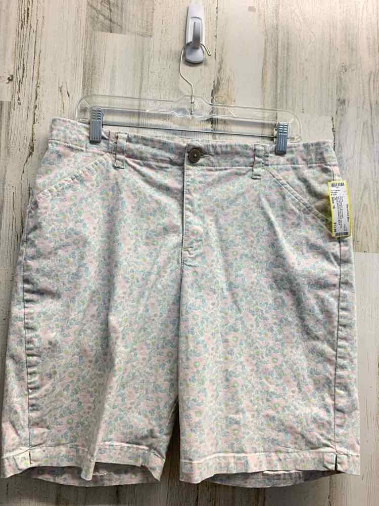 PRE-OWNED Size 16 LEE BOTTOMS WHT/BLU/PUR/PNK Floral MID RISE Shorts/REGULAR FIT