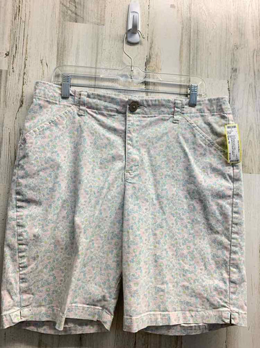 PRE-OWNED Size 16 LEE BOTTOMS WHT/BLU/PUR/PNK Floral MID RISE Shorts/REGULAR FIT