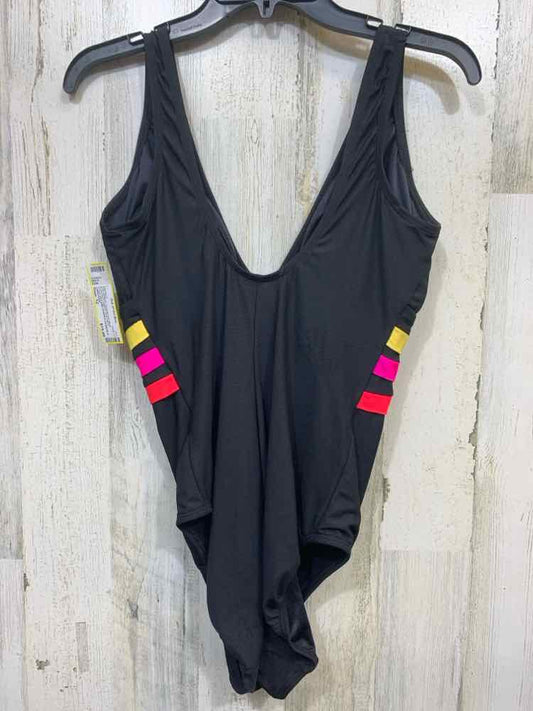 PRE-OWNED LONGITUDE Dresses and Skirts Size 12 BLK/PNK/YLW/RED Swimsuit/V CUT OU