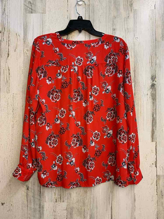 LOFT Tops Size M RED/GRAY Floral LONG SLEEVES TOP