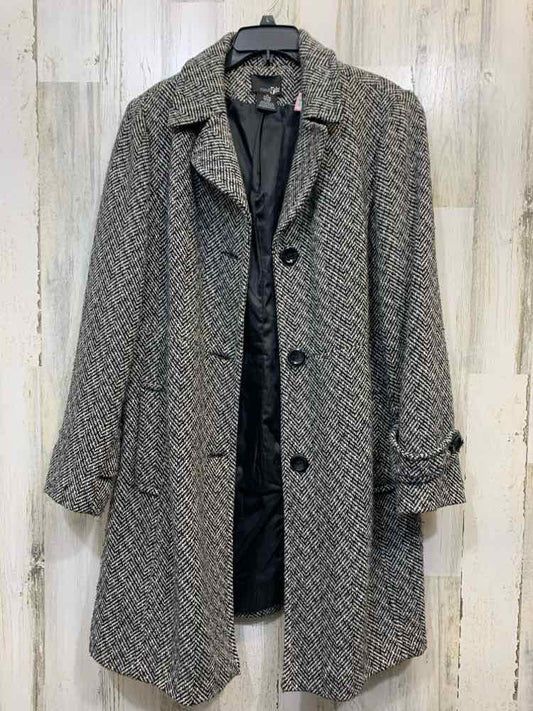 EAST 5TH PLUS SIZES Size 1X BLK/WHT Herringbone COAT Coat