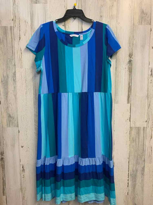ISAAC MIZRAH Dresses and Skirts Size LP BLU/AQUA/TEAL/NAVY Stripe Dress
