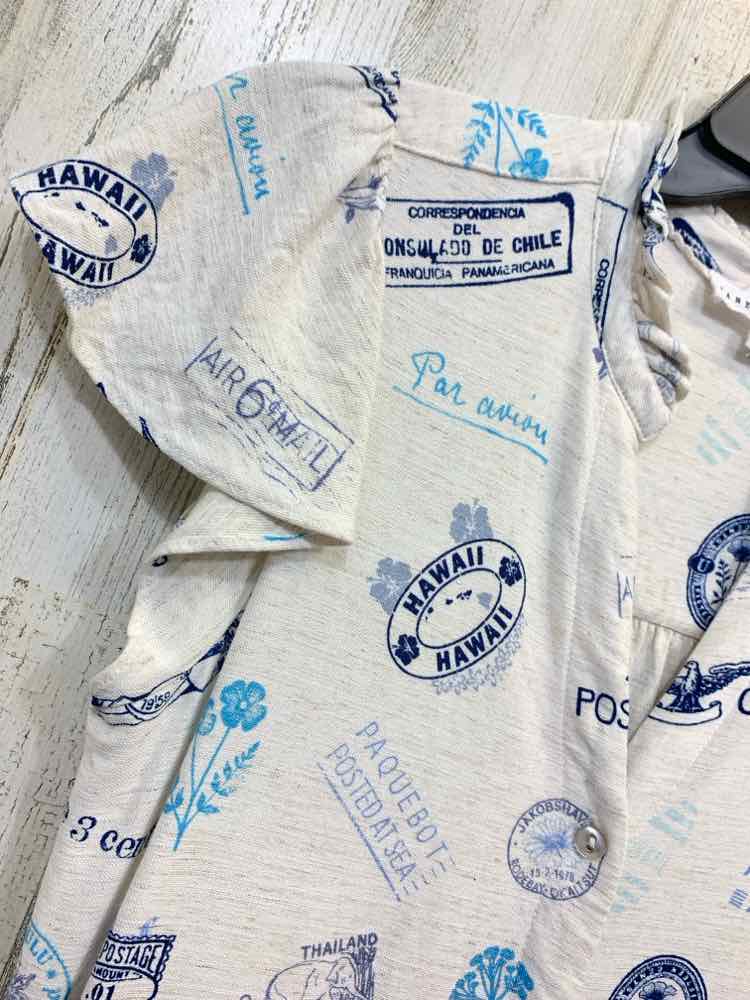 PRE-OWNED JANE AND DLANCY Dresses and Skirts Size XS BEIGE/BLUE STAMPS Dress/STA