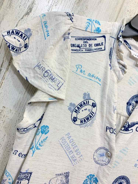 PRE-OWNED JANE AND DLANCY Dresses and Skirts Size XS BEIGE/BLUE STAMPS Dress/STA