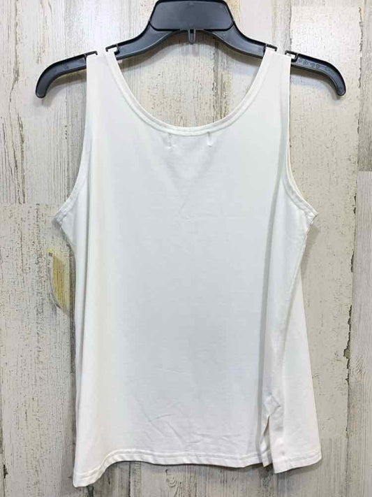 PRE-OWNED SYMPLI Size 10 White Solid TANK TOP Shirt/CLASSIC TANK RELAX W SIDE SL