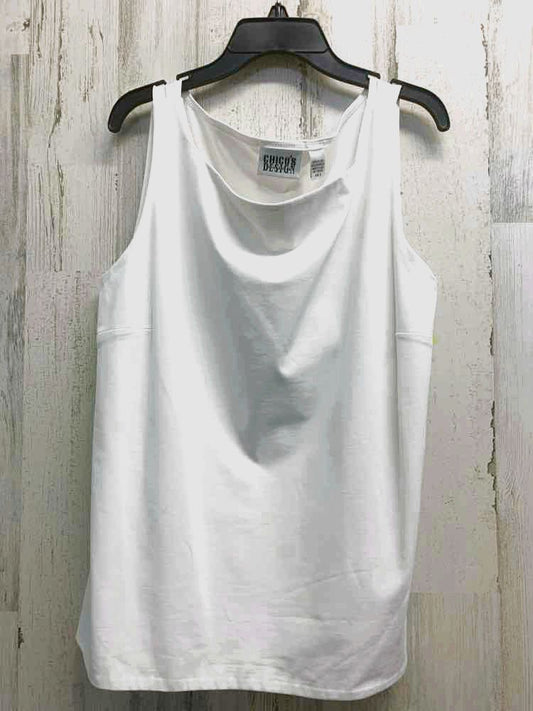 PRE-OWNED CHICO'S Tops Size 2 /L White Solid TANK TOP Tank Top