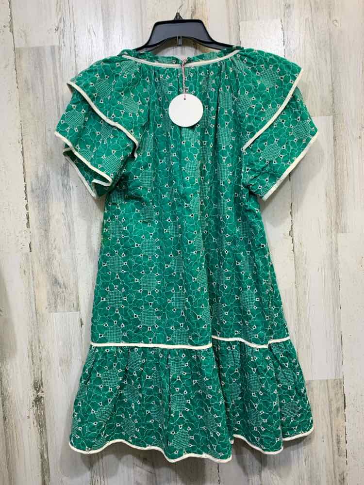 NWT UMGEE Dresses and Skirts Size L GREEN/WHITE Eyelet RUFFLE SLEEVE Dress