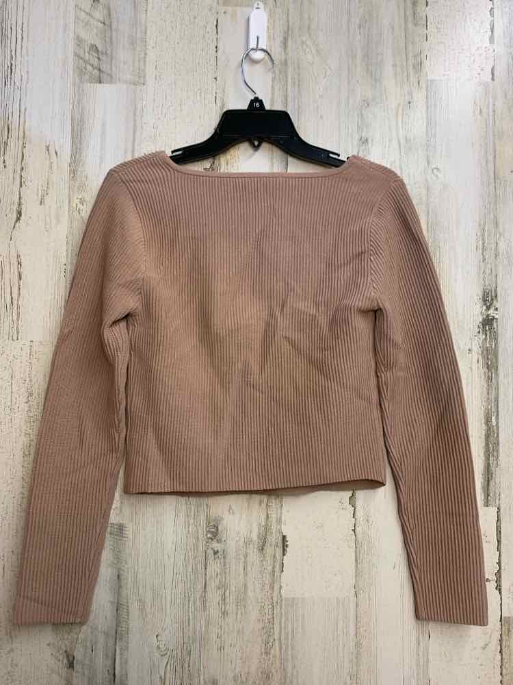 PRE-OWNED AND NOW THIS Tops Size M Taupe LONG SLEEVES TOP/SQAURE NECKLINE