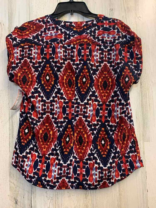 PRE-OWNED VAN HAUSEN Tops Size S/P BURGDY/NAVY/WHITE SPECKS SHORT SLEEVES TOP