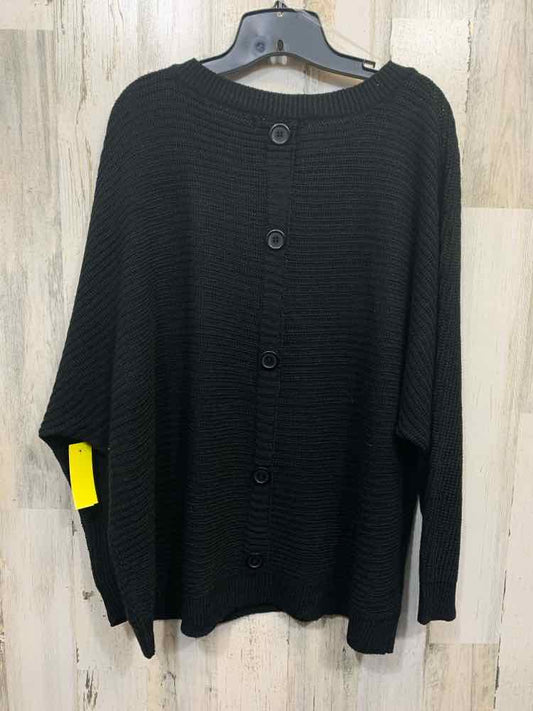 PRE-OWNED LOVE CHANGE PLUS SIZES Size 2X Black CABLE KNIT BAT SLEEVES TOP/BUTTON