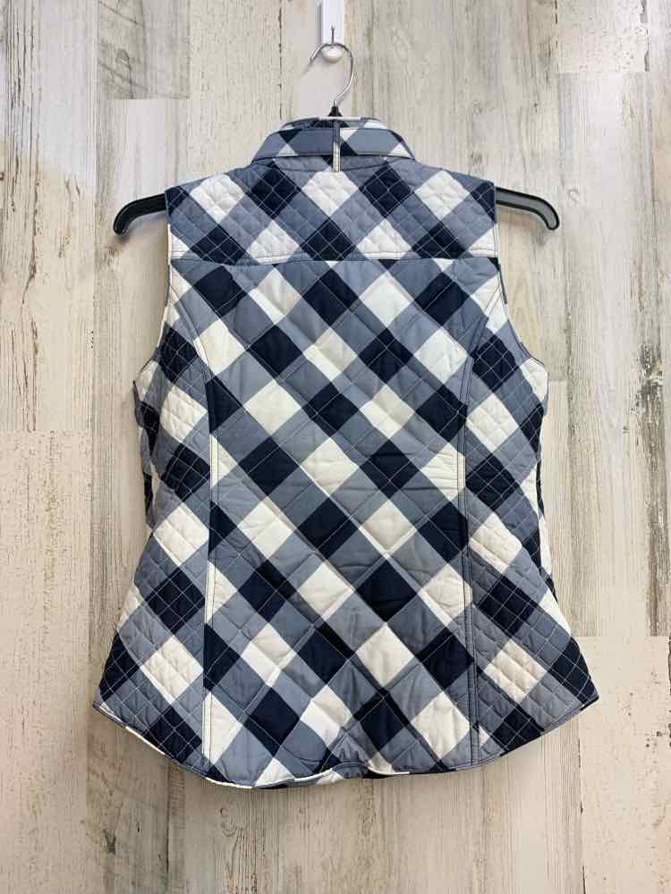 CROWN & IVY Tops Size S NAVY/WHT Checkered VEST Vest