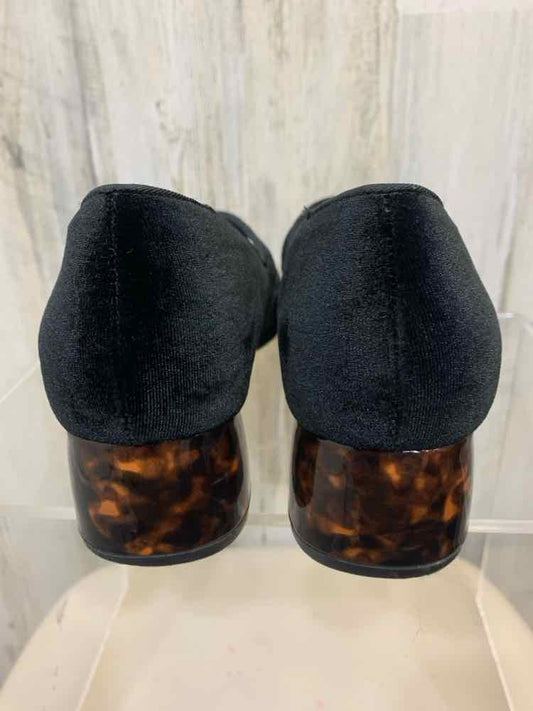 PRE-OWNED DELTAN SHOES Shoe Size 10 Black Velour MARY JANE Shoes