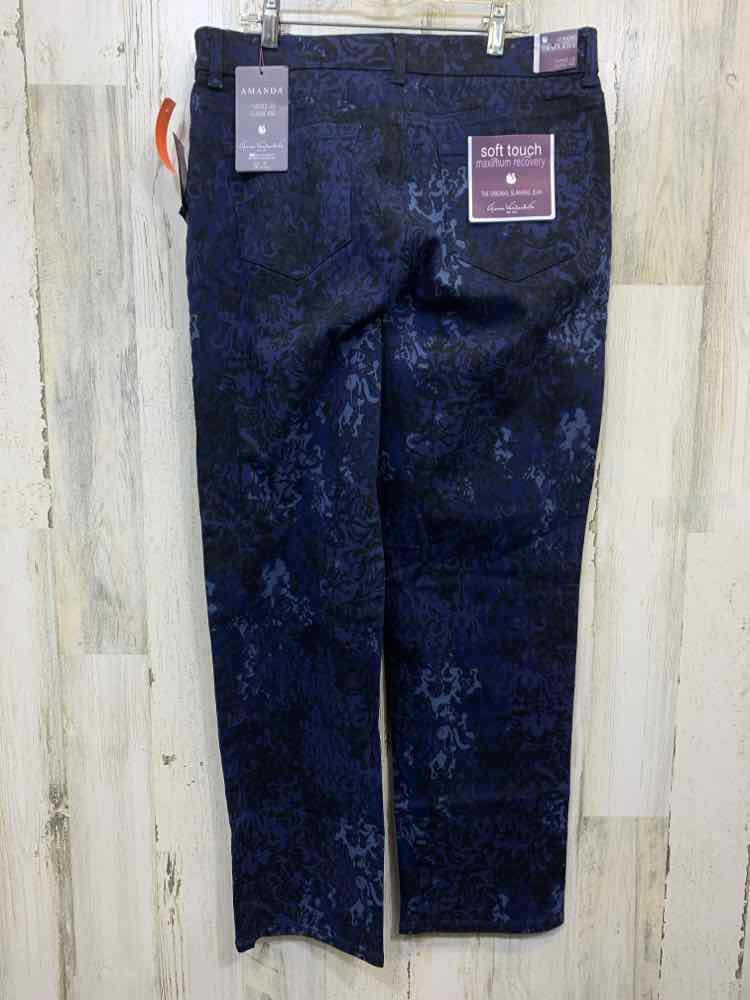 NWT Size 12 GLORIA VANDERBILT BOTTOMS SHADES OF BLUE Paisley STRAIGHT Jeans/SHAD