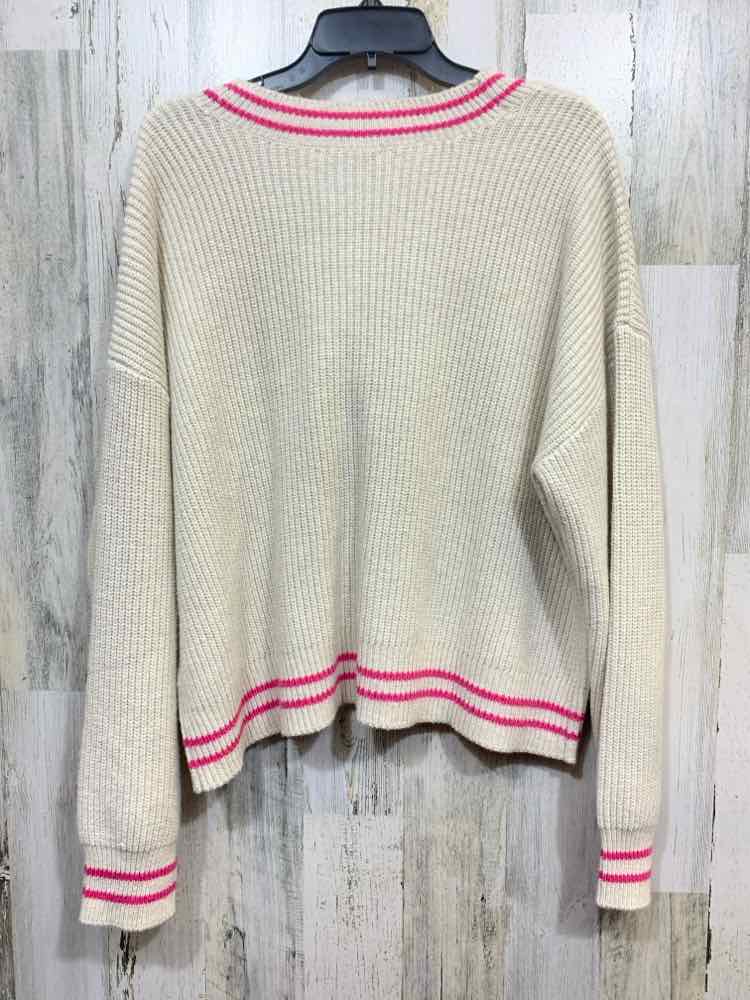 NWT ON 34TH Size XXL Tops PNK/BGE RIB KNIT LONG SLEEVES V NECK  SWEATER CARDIGAN