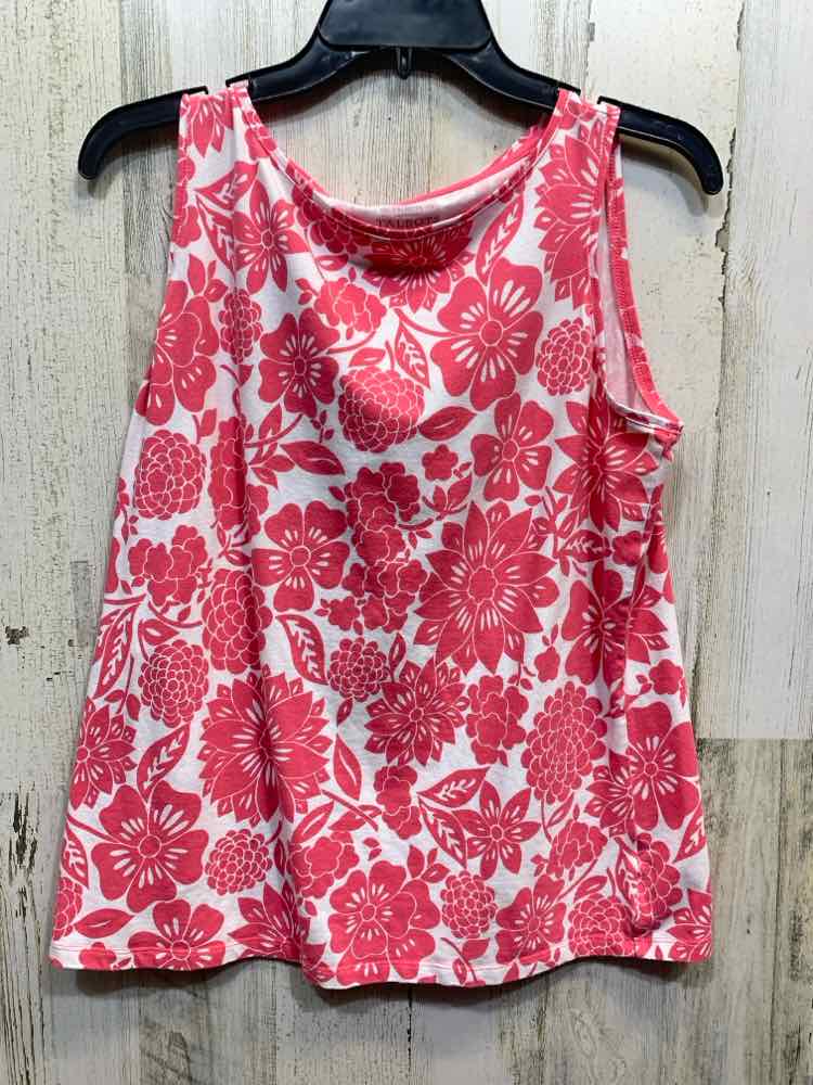 PRE-OWNED TALBOTS Tops Size LP PINK/WHITE TROPICAL TANK TOP Tank Top/TROPICAL PA