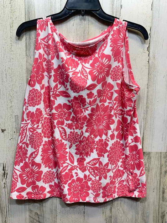 PRE-OWNED TALBOTS Tops Size LP PINK/WHITE TROPICAL TANK TOP Tank Top/TROPICAL PA