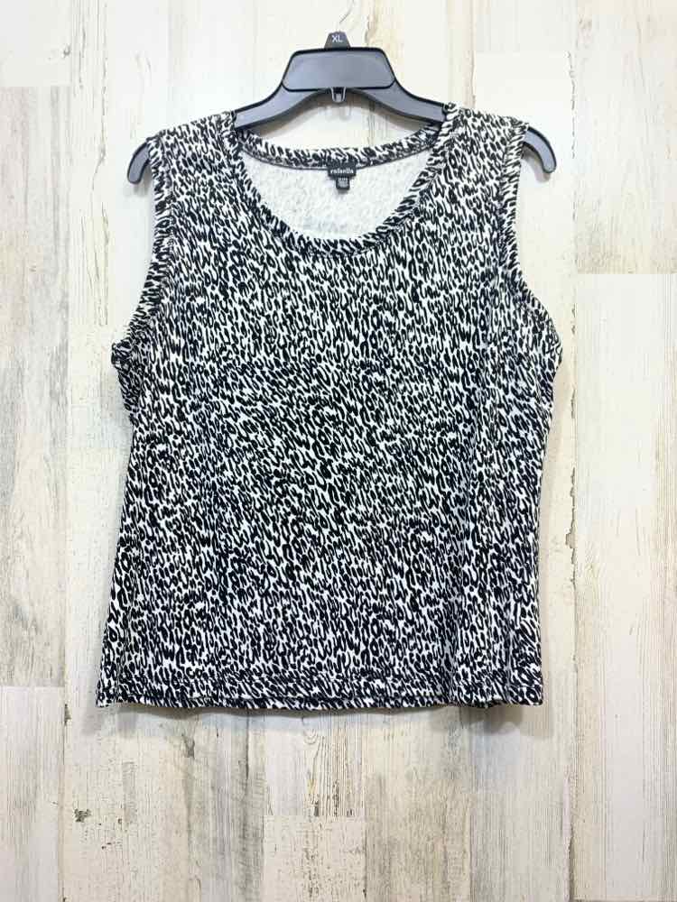 PRE-OWNED RAFAELLA Tops Size XL BLACK/WHITE CHEETAH SLEEVELESS Blouse/CHEETAH SL