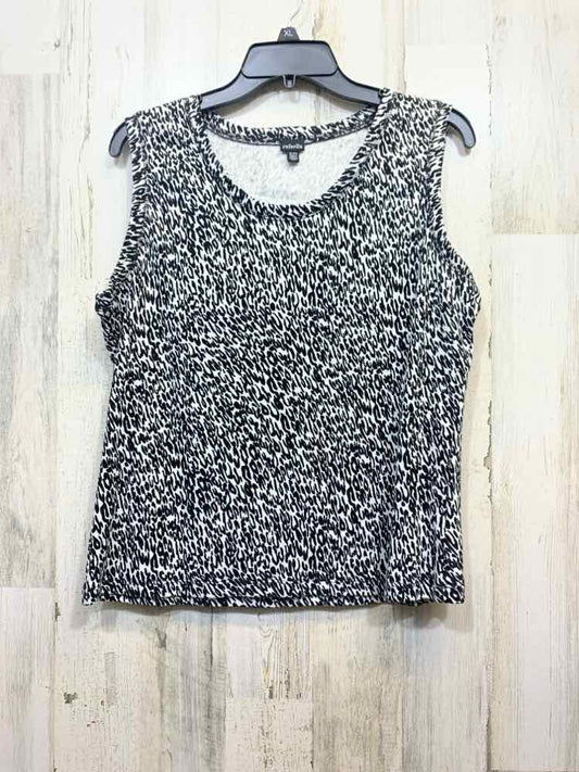PRE-OWNED RAFAELLA Tops Size XL BLACK/WHITE CHEETAH SLEEVELESS Blouse/CHEETAH SL