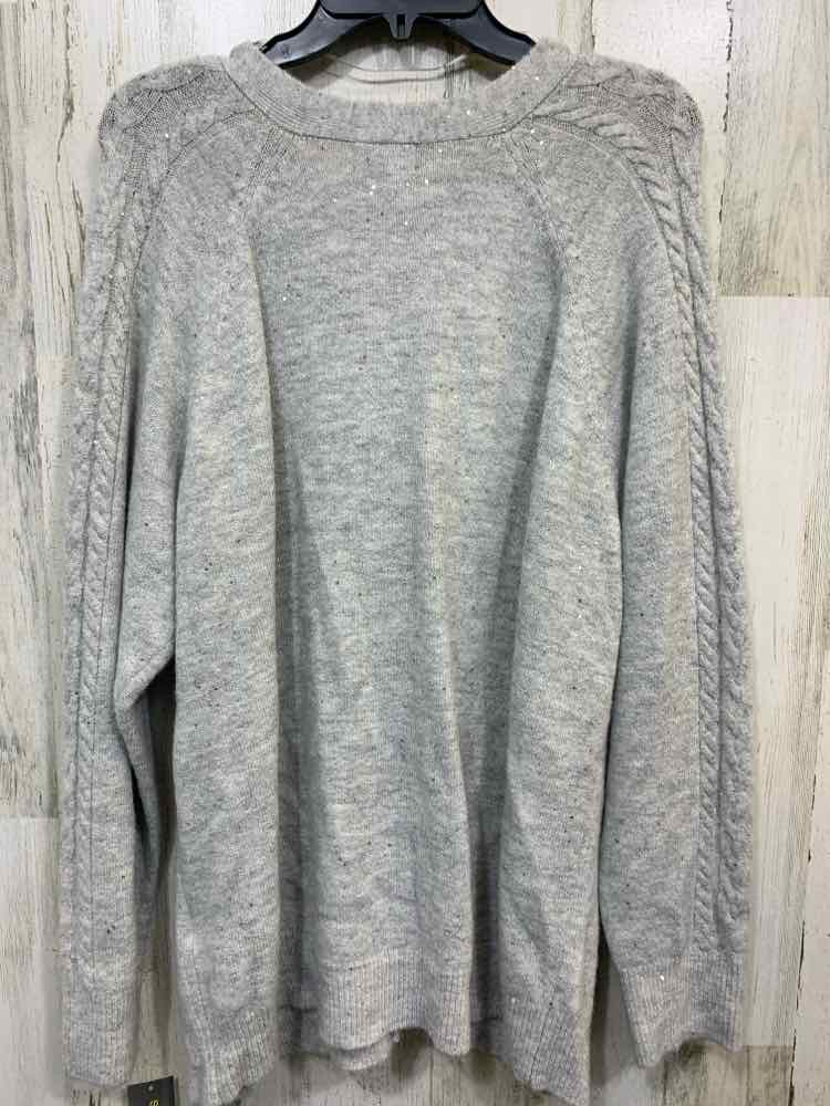 NWT STYLE & CO Size 3X PLUS SIZES GRAY SEQUIN  CABLE KNIT LONG SLEEVE  Cardigan