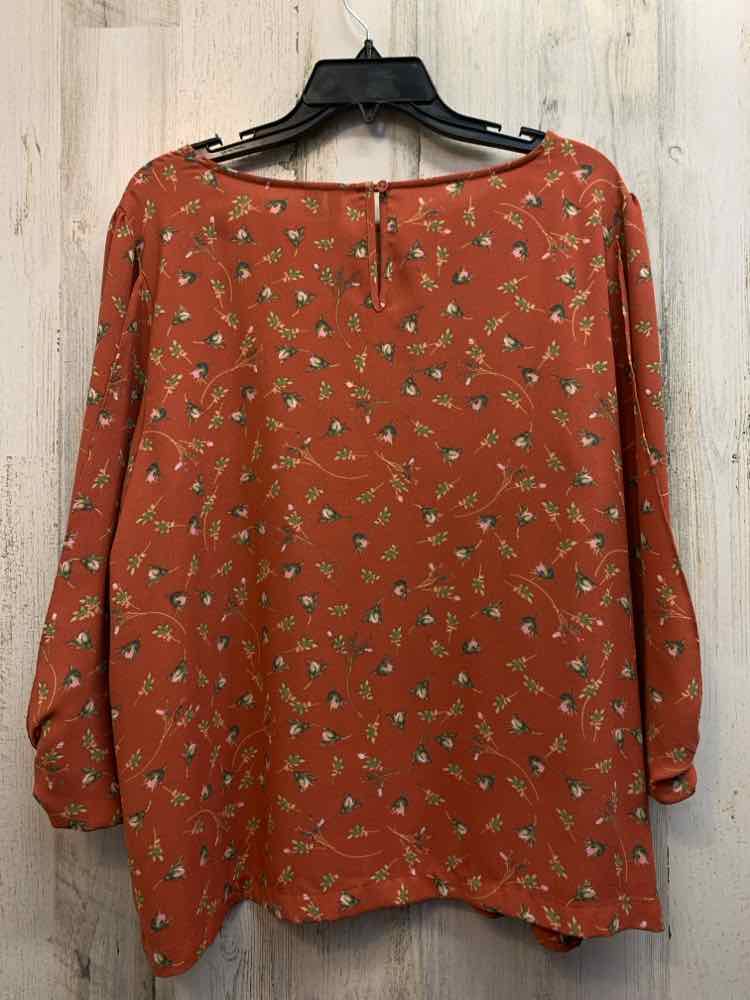LAUREN CONRAD Tops Size XL RUST/PEACH ROSEBUD 3/4 LENGTH TOP