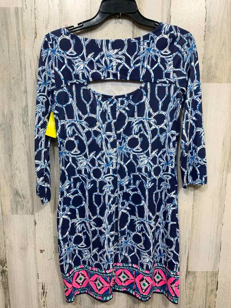 PRE-OWNED LILLY PULITZER Designer Handbags Size XS WHT/BLU BAMBOO Dress