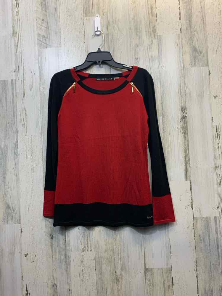 PRE-OWNED IVANKA TRUMP Tops Size XS RED/BLK 2 TONE LONG SLEEVES Sweater/RED/ BLA