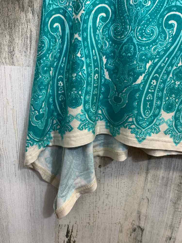 NWT RUBY RD Tops Size PL ORANGE/TEAL/WHITE Paisley SHORT SLEEVES Shirt/PAISLEY/V