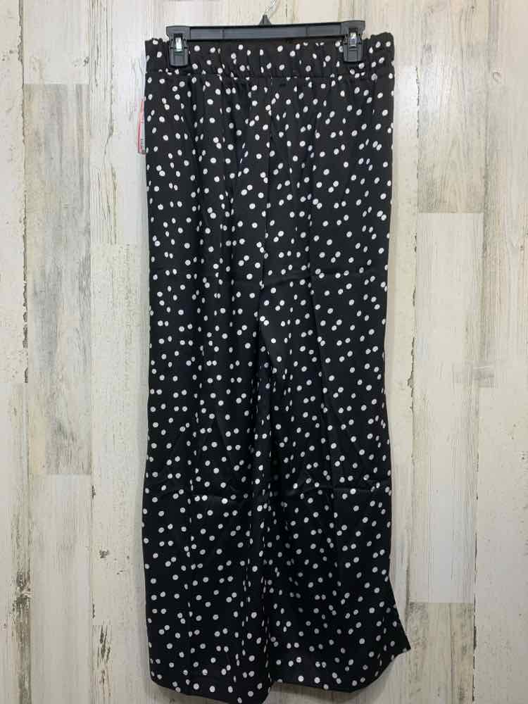 NWT Size S NINE.EIGHT BOTTOMS BLK/WHT Polka Dot STRAIGHT Pants
