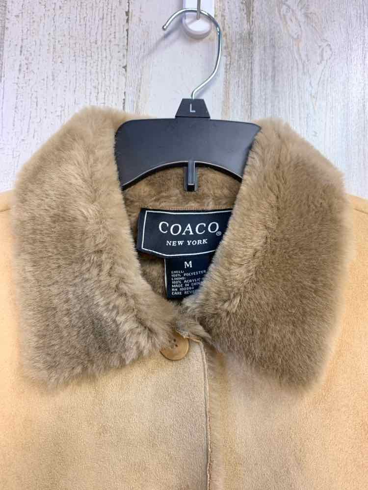 PRE-OWNED COACO JACKETS / COATS Size M Tan LONG SLEEVES Jacket/FAUX FUR LINED