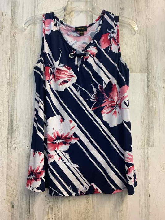 PRE-OWNED ESPRESSO Tops Size L NAVY/PINK/WHT Floral SLEEVELESS Dress/SLEEVELESS