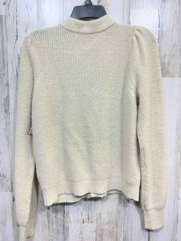 NWT ON 34TH Size M Tops Cream RIB KNIT LONG SLEEVES/RHINESTONE BUTTONS Cardigan