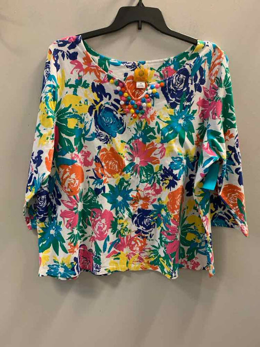 RUBY RD PLUS SIZES Size 3X WHT/PUR/BLU/GRN Floral TOP