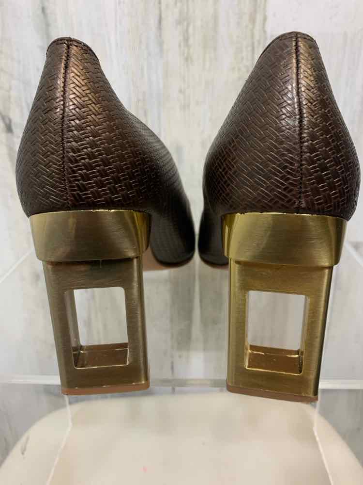 PRE-OWNED TIMOTHY HITSMAN SHOES Shoe Size 10 GOLD/BRONZE HEEL Shoes