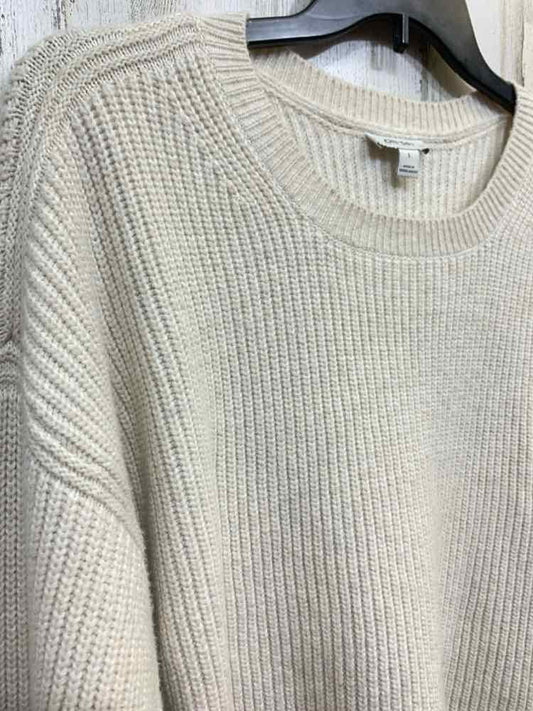 NWT ON 34TH Size L Tops Cream RIB KNIT LONG SLEEVES/CREW NECK SWEATER