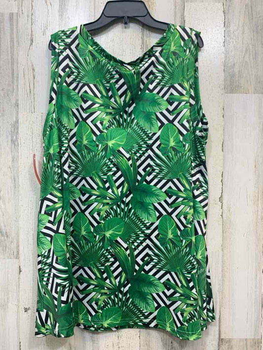 NWT TOP IT OFF Tops Size XL GREEN/WHITE/BLACK TROPICAL 2PC 2 PC Dress/2 PCS: TAN