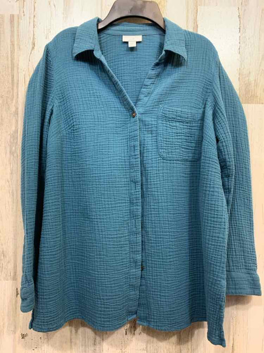 PRE-OWNED J JILL Tops Size SP Teal BUTTON DOWN Blouse