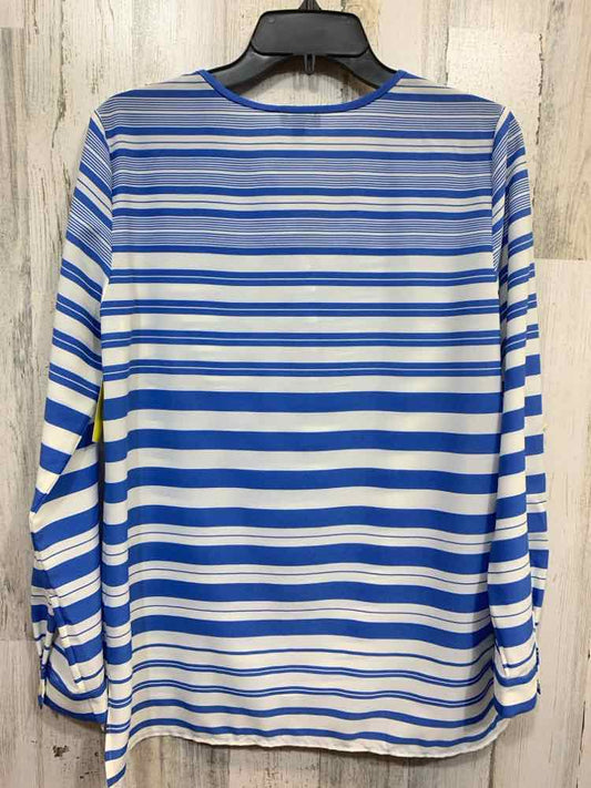 PRE-OWNED TALBOTS/HORIZONTAL STRIPE LONG SLEEVE SPLIT V-NECK