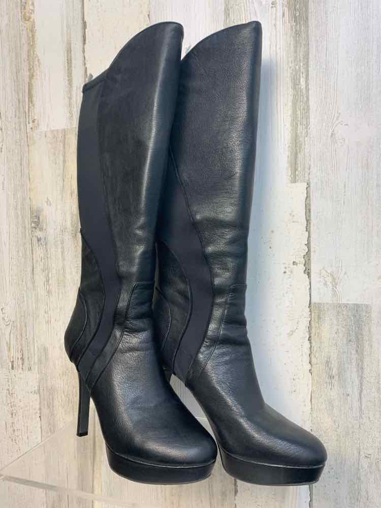 PRE-OWNED GIANNIBINI SHOES 7.5 BLK HEEL Shoes/PLATFORM KNEE HIGH BOOTS