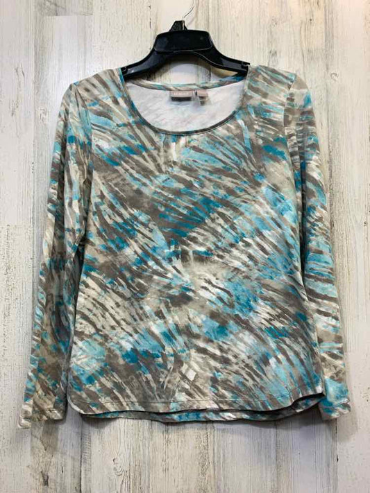 PRE-OWNED CHICO'S Tops Size 0 GRY/BLUE LONG SLEEVES TOP