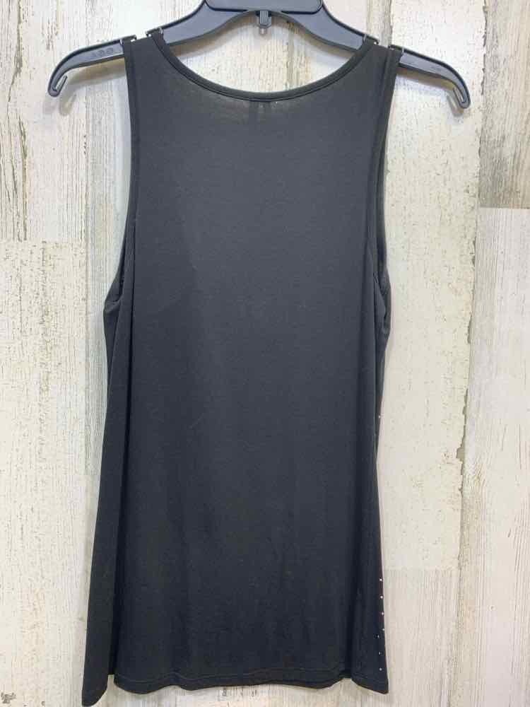 PRE-OWNED MAURICE Tops Size M BLACK/SILVER JEWELS SLEEVELESS Tank Top/BEADED SCO