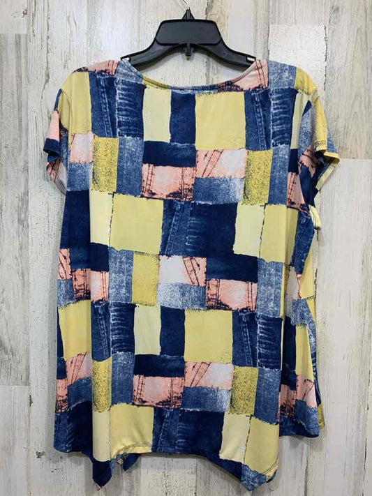 PRE-OWNED LINKS Tops Size XL Multi-Color ABSTRACT SHORT SLEEVES TOP