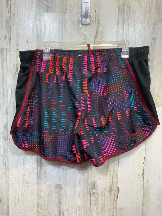 NWT DANSKIN Activewear XL BLACK/FUSH/TEAL/PRPL ABSTRACT SHORTS Activewear Bottom