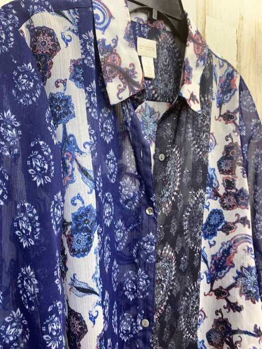 PRE-OWNED CHICO'S/3/4 SLEEVE BUTTON-UP SELF-TIE BOTTOM